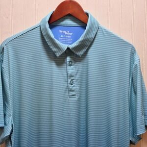 Birdie Bound Polo Shirt Mens XL Blue Striped Short Sleeve Golf Stretch